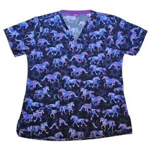 Carhartt Force Scrub Top Womens Blue/Purple/Pink Short Sleeve     Size M